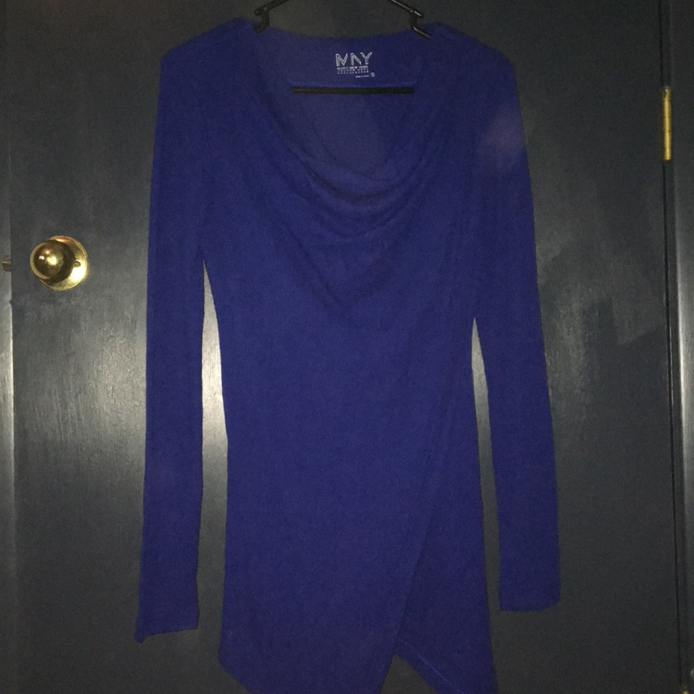 Bright blue sweater/sweater dress.